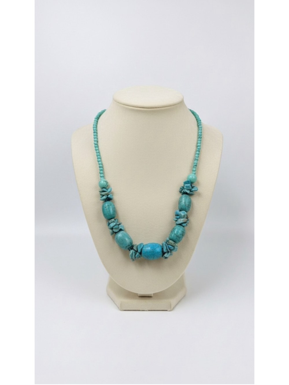 Vintage Turquoise Statement Beaded Necklace – Southwestern Boho Chunky - Picture 2 of 10